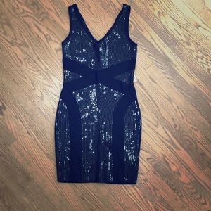 Sequined body shaping black dress